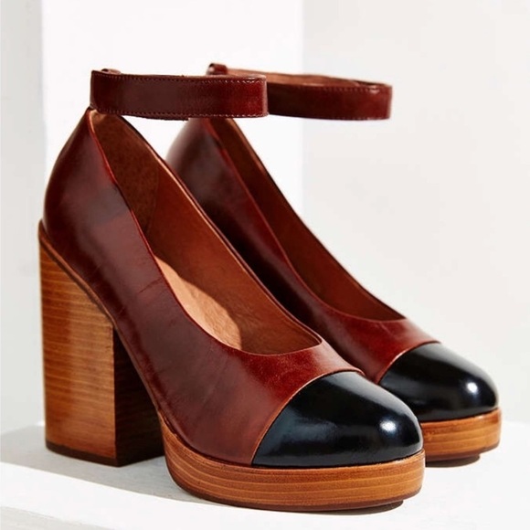Jeffrey Campbell Rothes Cap Toe Platform Anke Strap Heels Brown Black Leather 10 - Picture 7 of 12